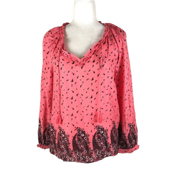 LUCKY BRAND Giselle Pink Boho Peasant Tunic Top S - Picture 1 of 7